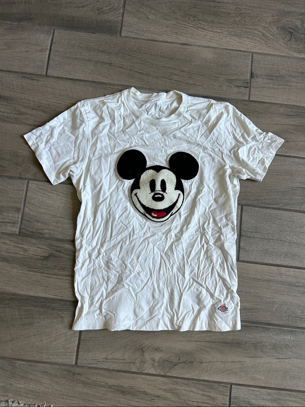 Dickies White Short Sleeve Tee with Black & Red Mickey Graphic